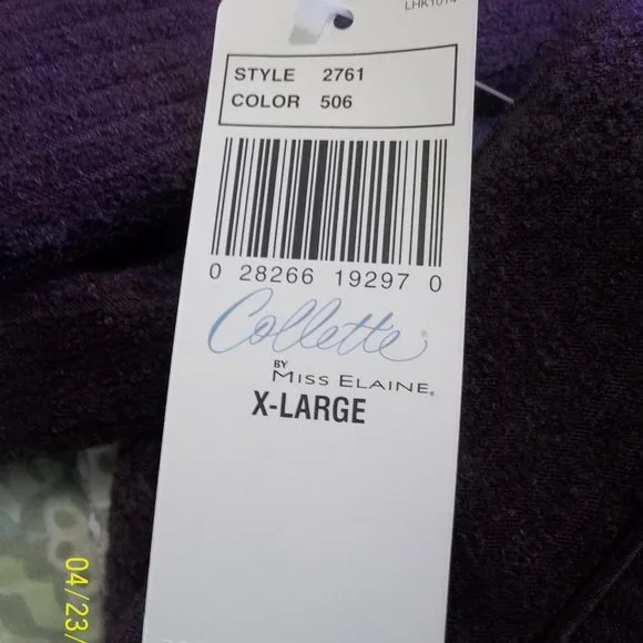 Collette Purple Robe XL Long Sleeve Embroidery on Front Zip Front - Picture 5 of 5